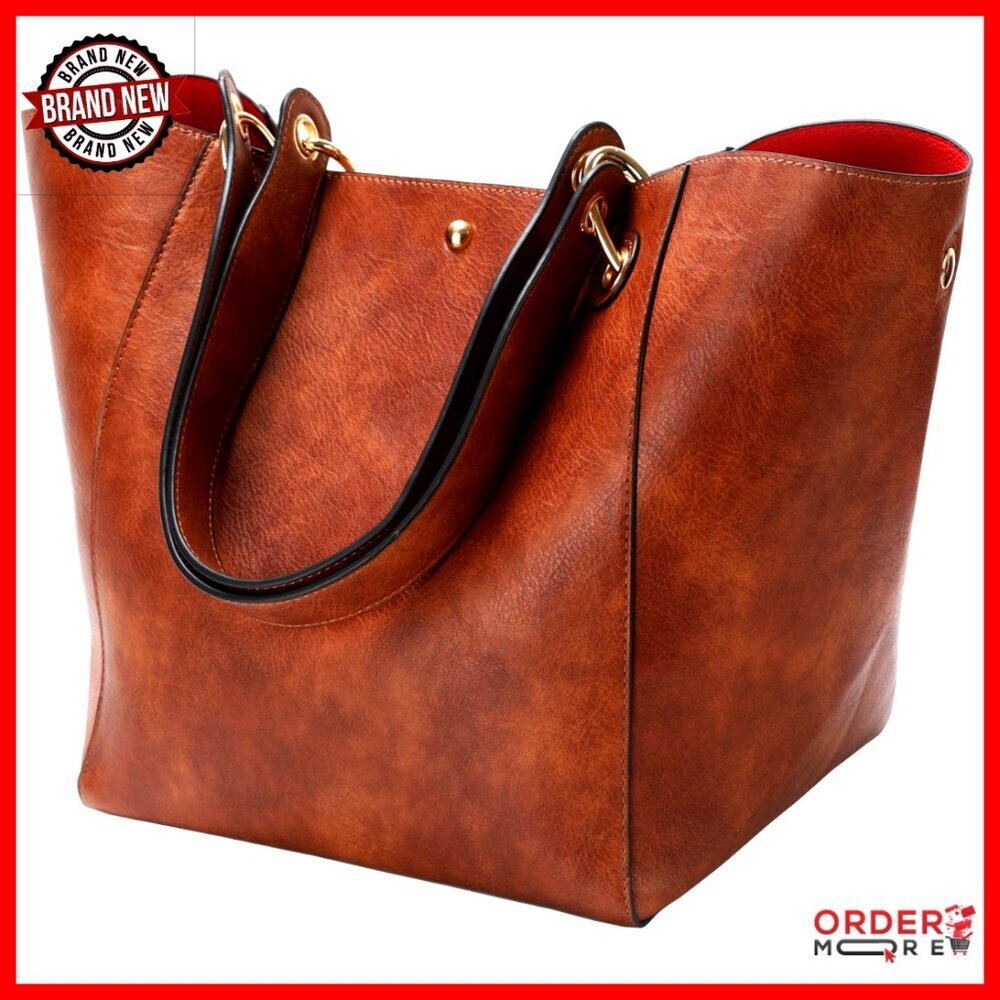 Large Work Tote Bag with Crossbody Strap, Waterproof Vegan Leather, 25L Capacity